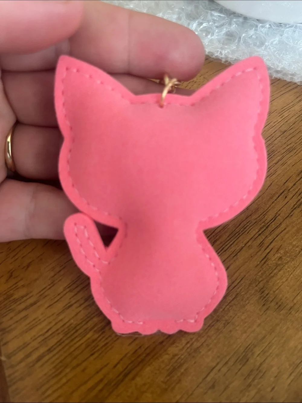 Pink Crystal Cat Keychain with Tassel